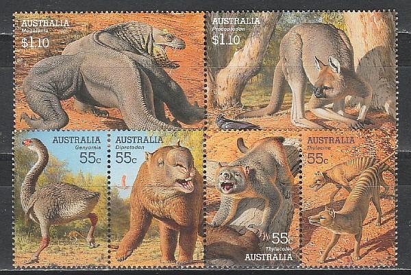 Австралия 2008, Вымершая Фауна, 6 марок 2 сцепки)
